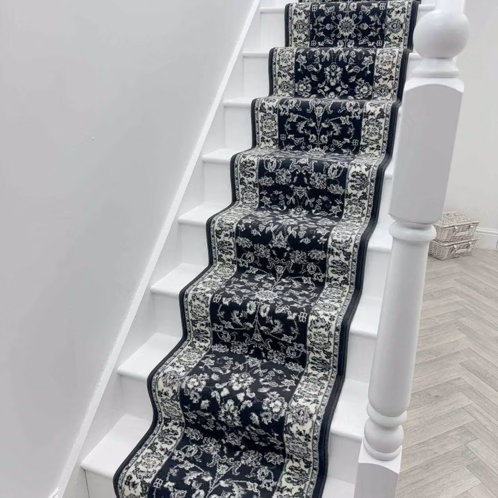 runrug Traditional Stair Runner Carpet in Dark Grey, W: 70 cm x L: 690 cm – 4