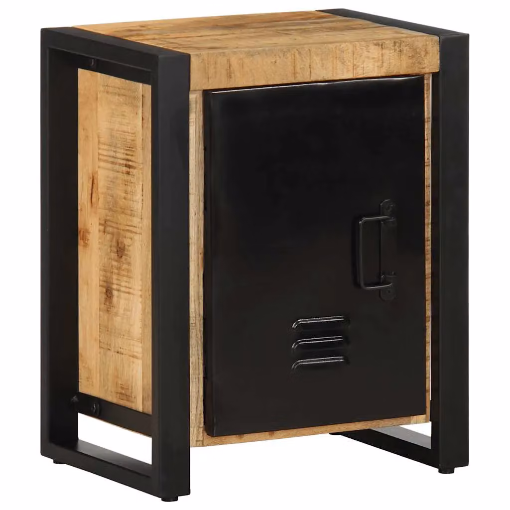 Berkfield Home Set of 2 Rustic Mango Wood Bedside Cabinets in Brown – 2