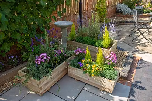 Forest Garden Durham Rectangular Planter Set of 3 in Brown Wood – 3