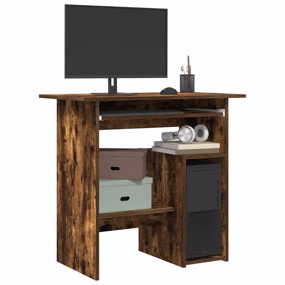 Berkfield Home Computer Desk in Smoked Oak Brown, W/D/H: 80 x 45 x 74 cm – 2