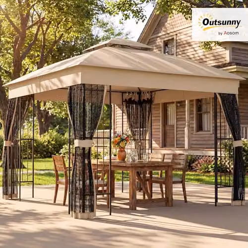 Outsunny Garden Gazebo with Shelving and UPF50+ Protection, W/D/H: 300 x 300 x 275 cm – 2