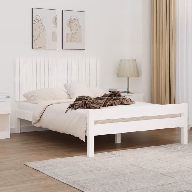 Berkfield Home White Solid Pine Wood Wall Mounted Headboard, W: 140 cm, D: 3 cm, H: 60 cm – 1
