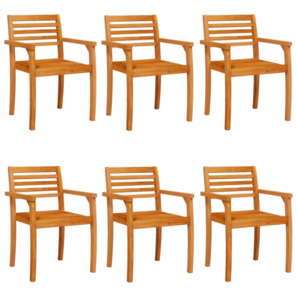 Berkfield Home Beautiful Garden Chairs, Set of 6, Tan Acacia Wood, W/D/H: 59 x 55 x 85 cm – 3