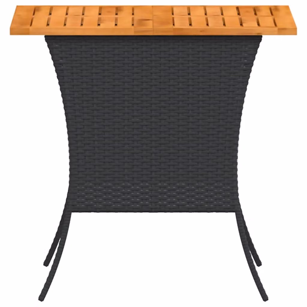 Berkfield Home Garden Table with Black Poly Rattan and Acacia Wood Top, W/D/H: 105 x 75 x 72 cm – 3