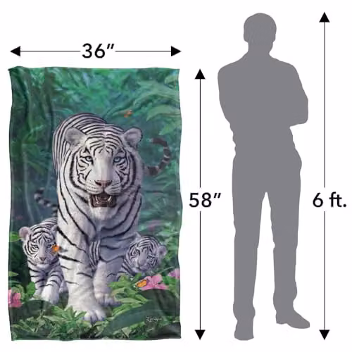 JQ Licensing White Tiger and Cubs Silky Touch Super Soft Fleece Throw Blanket, W/D/H: 91 x 147 cm – 4