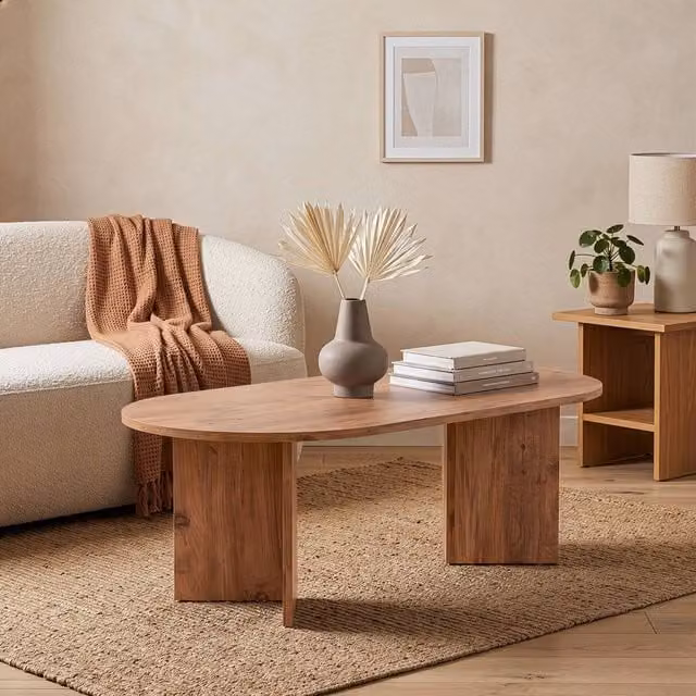 CALICOSY IRIS Oval Coffee Table in Light Oak