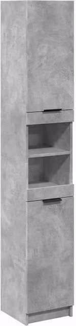 Berkfield Home Modern Freestanding Bathroom Cabinet in Concrete Grey, W/D/H: 32 x 34 x 188.5 cm