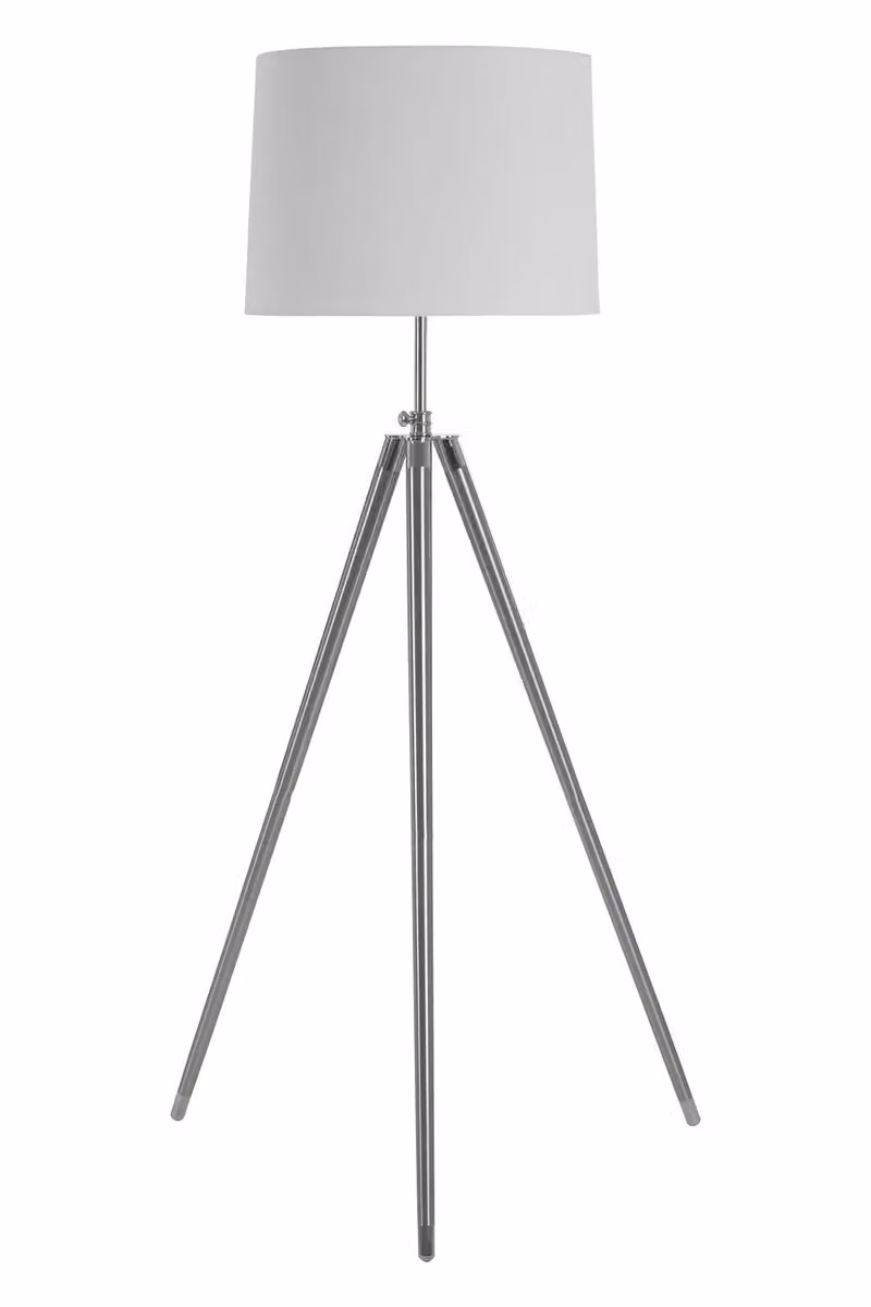 Orsina Scandinavian Tripod Floor Lamp with Adjustable Height and Beige Fabric Shade – 2