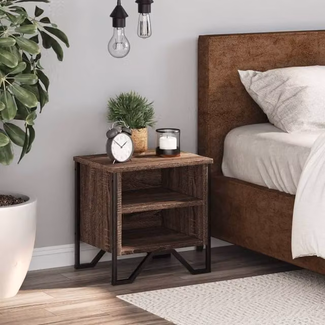 Berkfield Home Elegant Bedside Cabinet in Brown Oak, W/D/H: 40 x 30 x 40 cm – 1