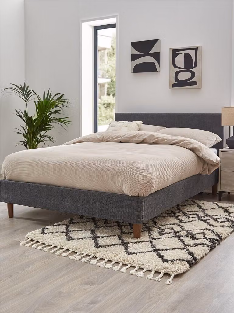 Porto Upholstered Double Bed Frame in Grey