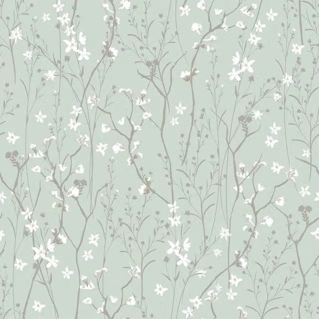 I Love Wallpaper Summer Meadow Floral Botanical Wallpaper in Mint Green