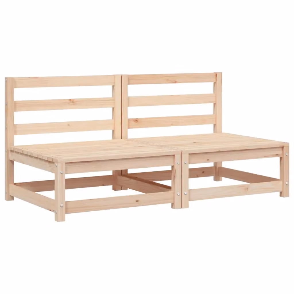 Berkfield Home Rustic Brown Armless Garden Sofas, 2 Piece Set, Solid Pine Wood, W/D/H: 70 x 70 x 67 cm – 2