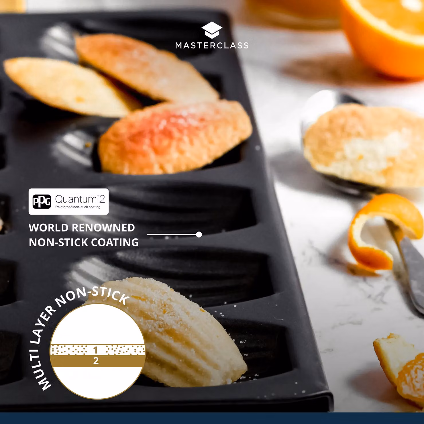 MasterClass Non-Stick 12 Hole Madeleine Pan in Black and Grey – 10