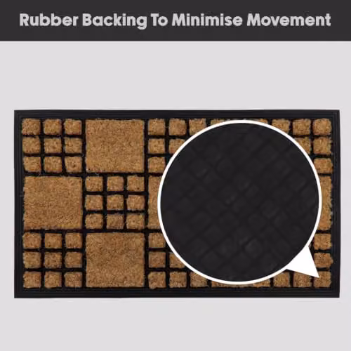 JVL Checked Coir and Rubber Backed Tuffscrape Doormat, Brown, W: 40 cm, D: 70 cm – 7