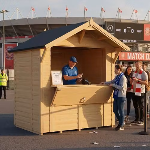 Rowlinsons Bertilo Loglap Market Stall Kiosk in Natural Wood, W: 202 cm, D: 252 cm, H: 242 cm – 1