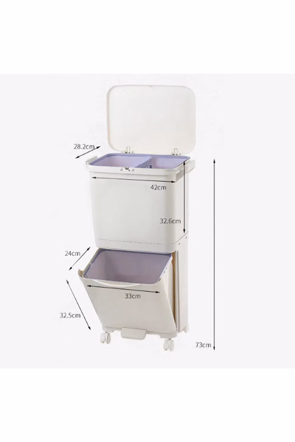 Living and Home 38L White Pedal Rubbish Bin with Removable Inner Bucket and Wheels – 2