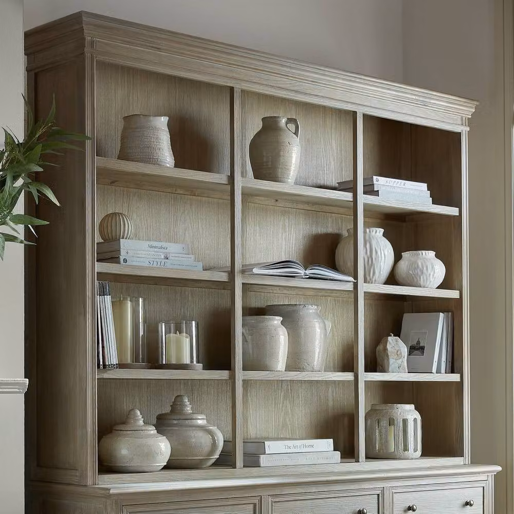 Lemon Pavilion Delphine Collection 3 Shelf Large Dresser Top in Brown Wood, H 163.0 x W 127.0 x D 32.0 cm – 3
