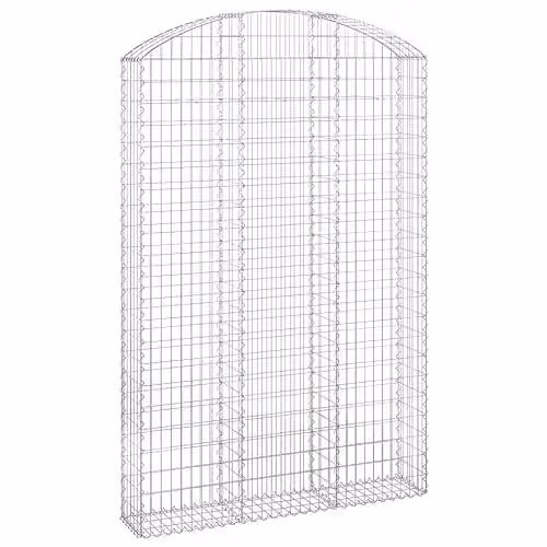 vidaXL Arched Gabion Basket in Silver Galvanised Steel, W/D/H: 150 x 30 x 220 cm
