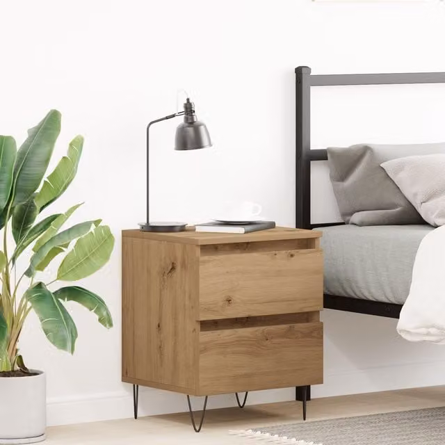 Berkfield Home Artisan Oak Bedside Cabinet in Brown, W/D/H: 40 x 35 x 50 cm – 1