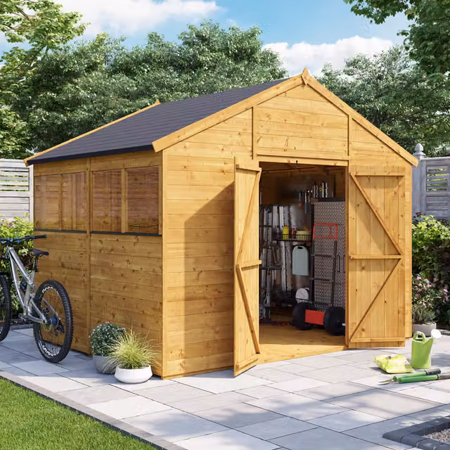 BillyOh Expert Tongue and Groove Apex Wooden Workshop in Brown with Window