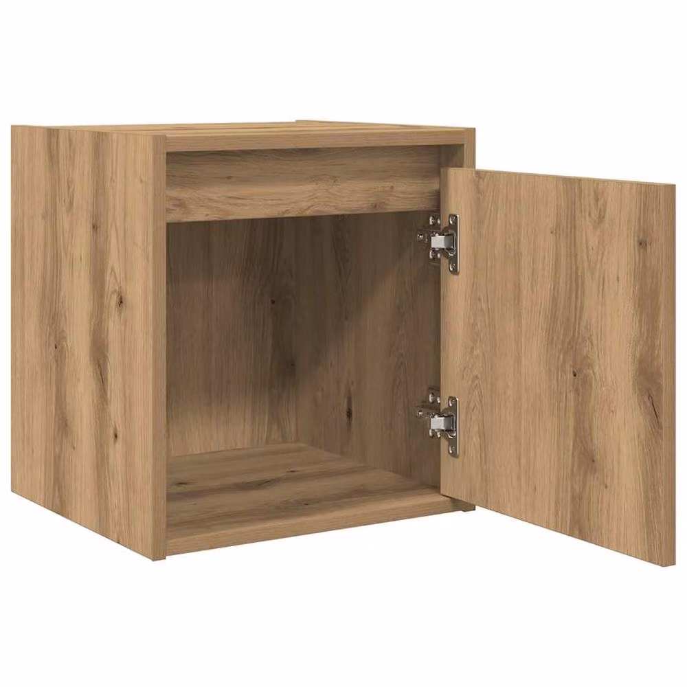 Berkfield Home Artisan Oak Wall-Mounted Bedside Cabinets, 2 Piece Set, Brown, W/D/H: 38 x 34 x 40 cm – 3