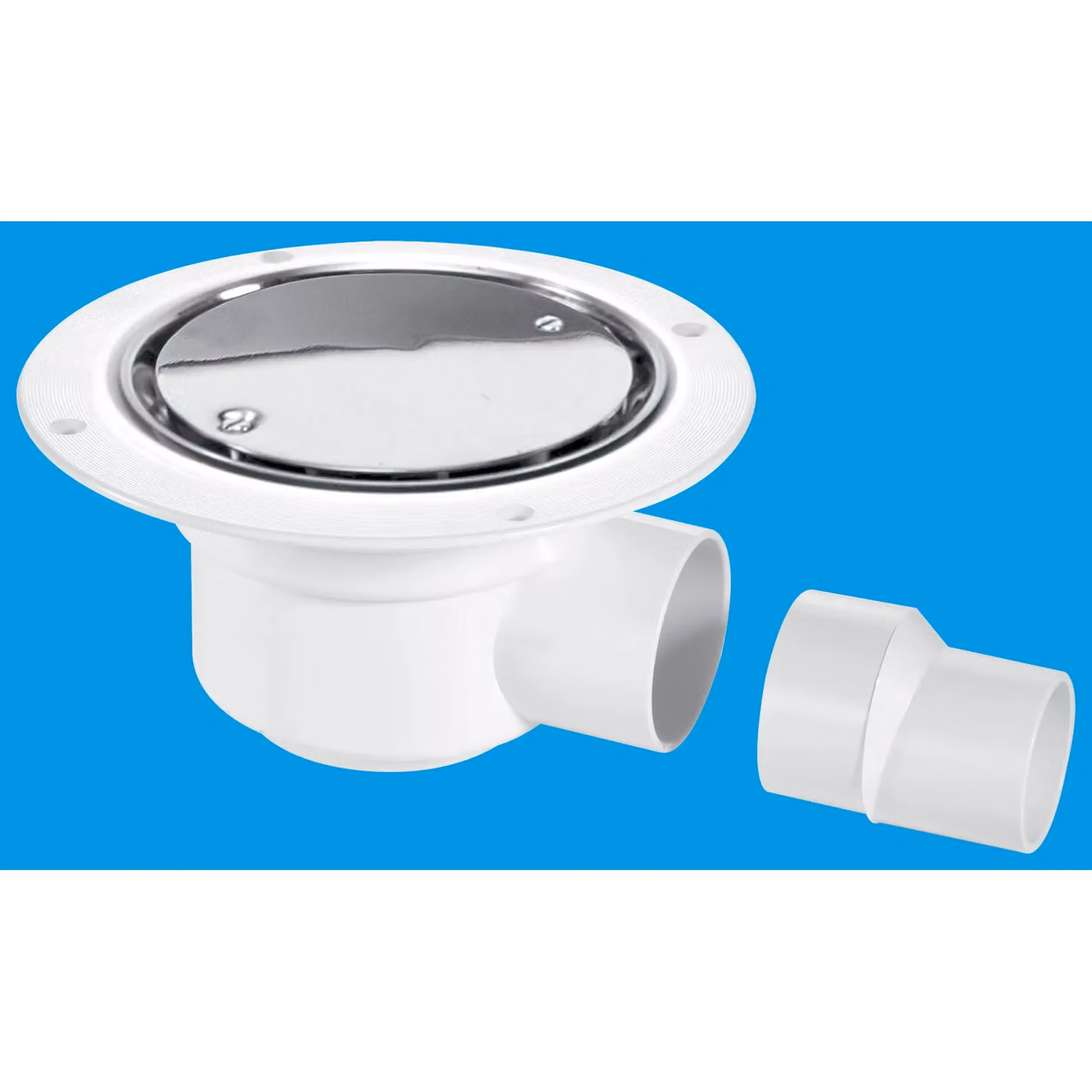 McAlpine TSG50SS 50mm Round White Plastic Water Seal Trapped Gully with Reducer, Clamp Ring and Cover Plate – 2