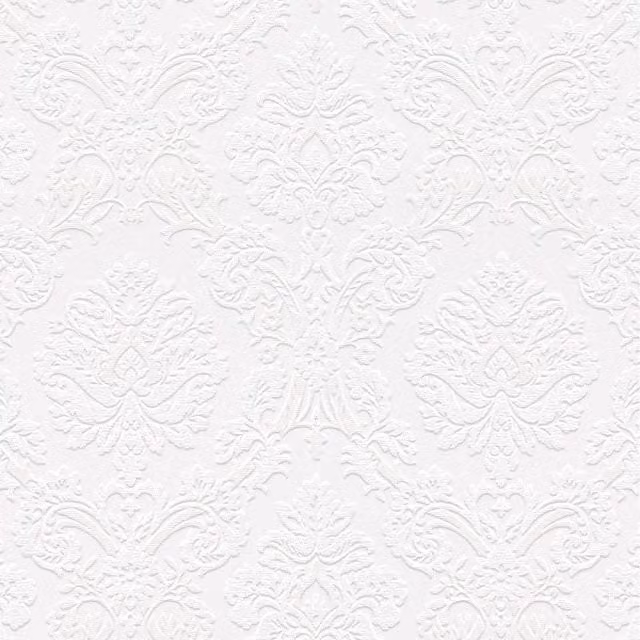 Erismann White Abstract Floral Damask Paintable Wallpaper Roll