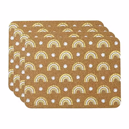 Creative Tops 4-Piece Multicolour Graphic Cork Placemat Set, W: 29 cm, D: 21.5 cm – 1