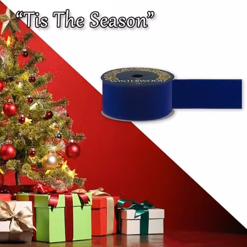 VFM e-Store Blue Christmas Ribbon Garland Hanging Textile Ornament W/H: 6 x 12 cm – 5