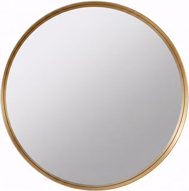 Biznest Minimalist Round Gold Aluminium Frame Wall Mirror