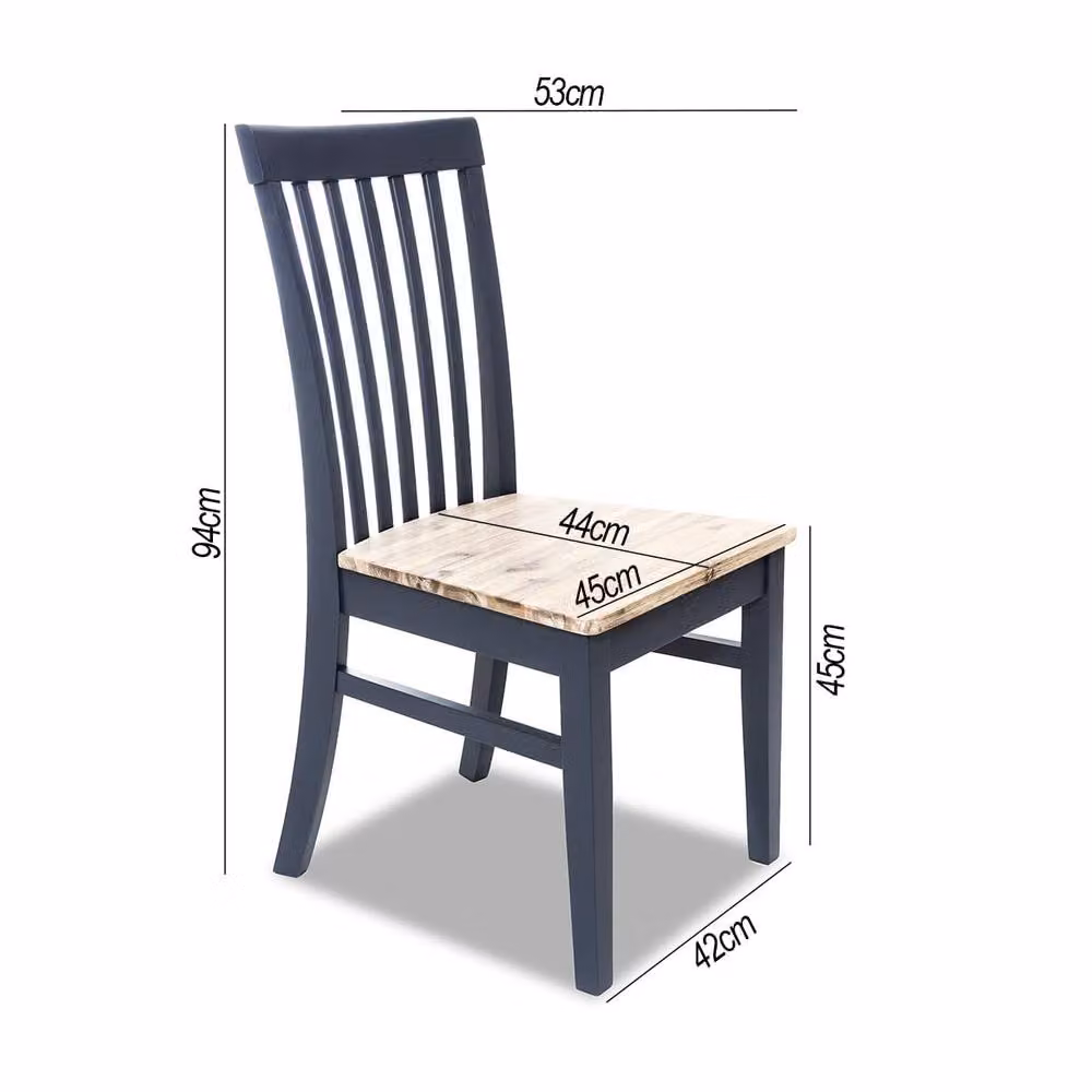 Statement Furniture Florence Highback Dining Chairs with Acacia Wood Seat, Set of 2, Blue, W45 x D53 x H94 cm – 4
