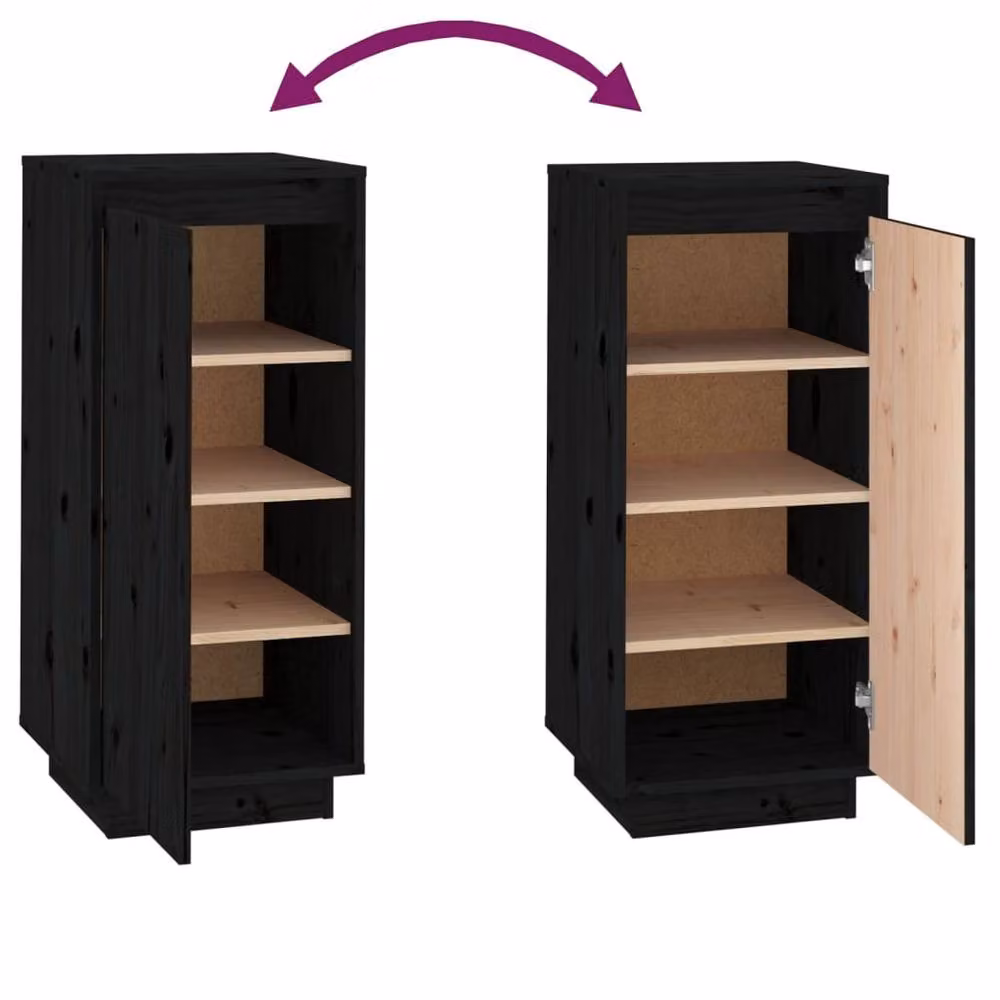 Berkfield Home Black Solid Wood Pine Shoe Cabinet W/D/H: 35 x 35 x 80 cm – 4