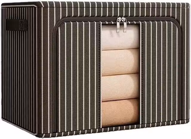 KORVIXA Black Foldable Underbed Clothes Storage Bag, 100L, W: 60 cm, D: 42 cm, H: 40 cm