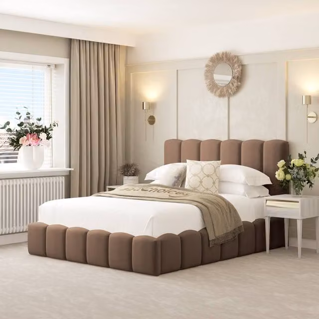 Bed Choices Mayfair Upholstered Bubble Bed Frame in Taupe, W/D/H: 180 x 200 cm