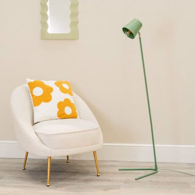 ValueLights Lark Metal Slimline Task Floor Lamp in Green with Dome Shade – 1