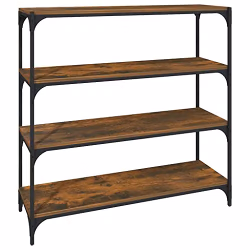 vidaXL Revera Book Cabinet in Smoked Oak and Brown, W/D/H: 100 x 33 x 100 cm – 3
