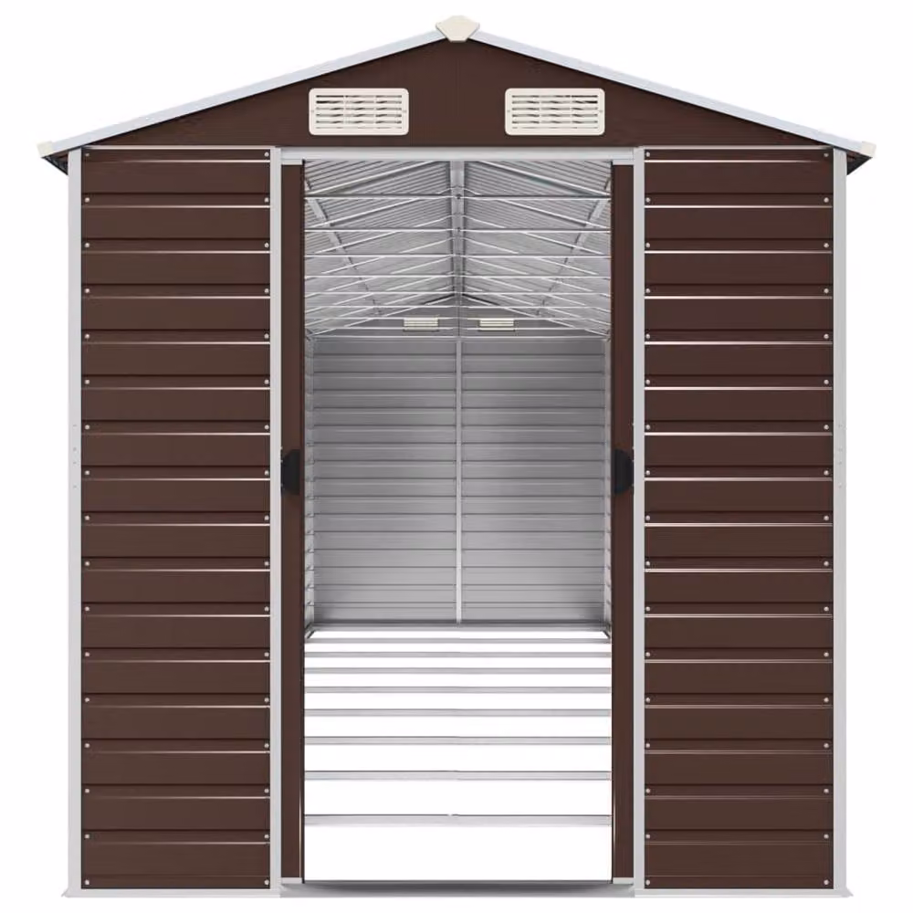 Berkfield Home Brown Galvanised Steel Garden Shed W/D/H: 191 x 81 x 198 cm – 4