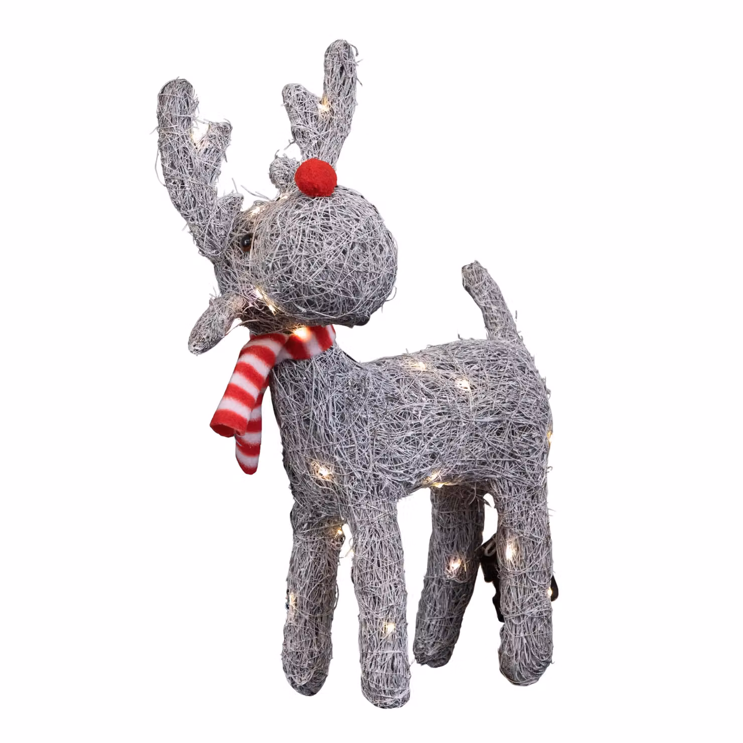 Samuel Alexander Rattan Woven Blitzen Reindeer with Warm White LEDs, Grey, Height: 51 cm – 3