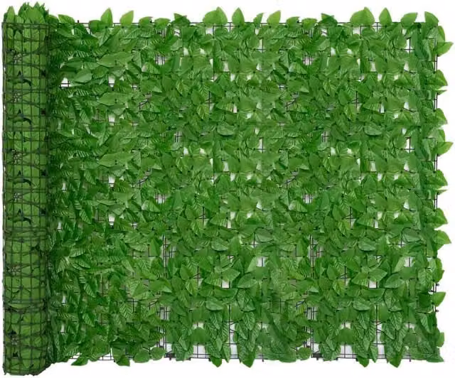 Berkfield Home Semi-Transparent Artificial Hedge Balcony Screen with Green Leaves, W: 600 cm, H: 150 cm
