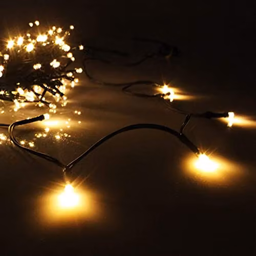 Shatchi 200 LED Warm White Fairy String Lights with Green Cable and Auto Timer – 3