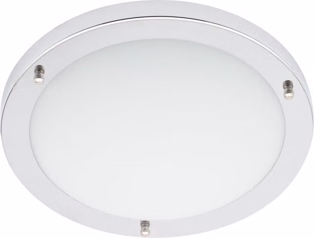 Litecraft Mari Large Round Bathroom Ceiling Flush Light in Chrome and Glass