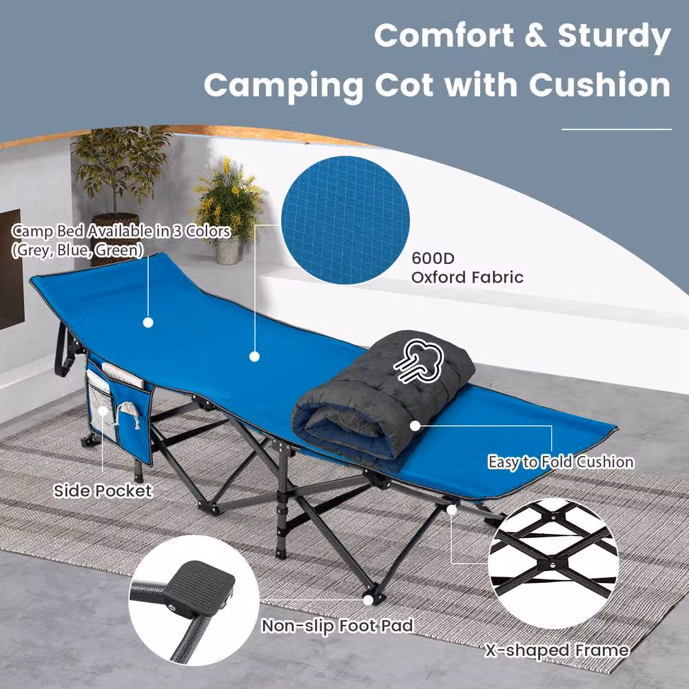 Costway Grey Folding Lounge Chair Cushion, Thickened Recliner Cushion, W/D/H: 190 x 70 x 7 cm – 6