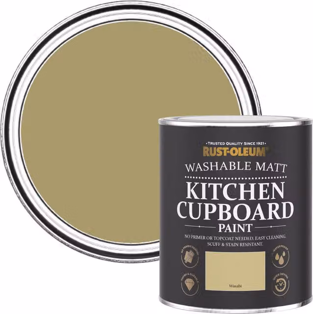 Rust-Oleum Matt Green Kitchen Cupboard Paint, Wasabi, 750ml