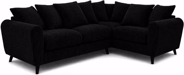 SOFASELECTION UK Harlow Modern Right Hand Corner Sofa in Black Jumbo Cord Fabric with Solid Wood Frame