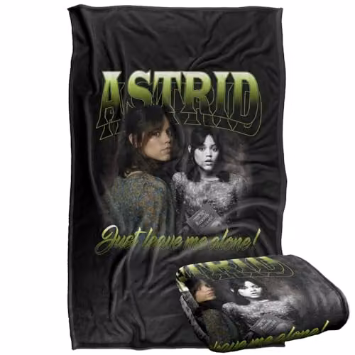 LOGOVISION Beetlejuice Beetlejuice Astrid Homage Super Soft Silky Touch Fleece Throw Blanket, Multicolour, W: 91 cm, D: 147 cm