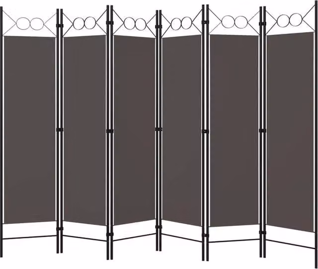 Berkfield Home 6-Panel Geometric Room Divider in Anthracite, W/H: 240 x 180 cm