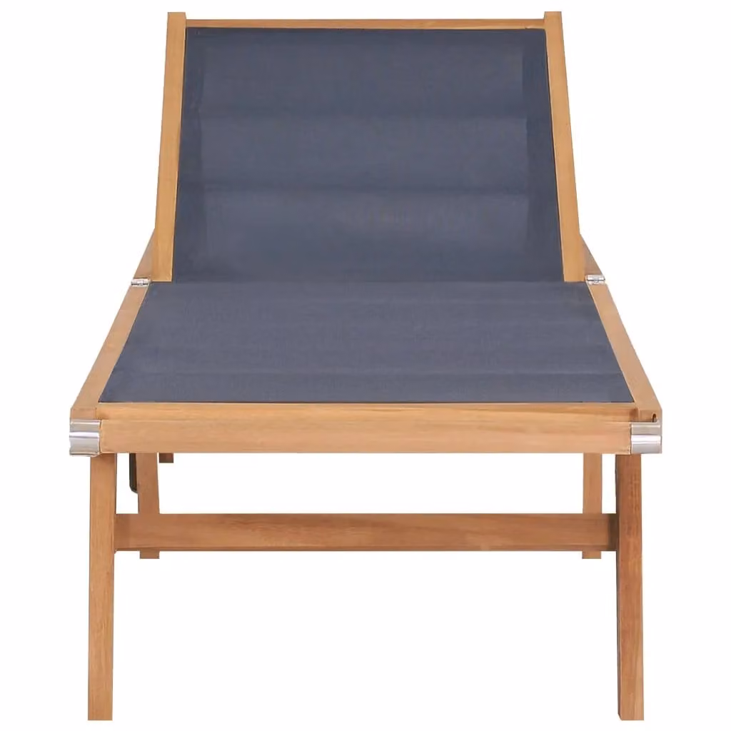 Berkfield Home Set of 2 Folding Sun Loungers in Brown Solid Teak and Textilene with Wheels and Adjustable Headrests – 2