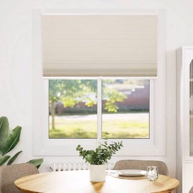 Berkfield Home Single Pleat Plisse Blind in Beige, W: 110 cm, H: 125 cm