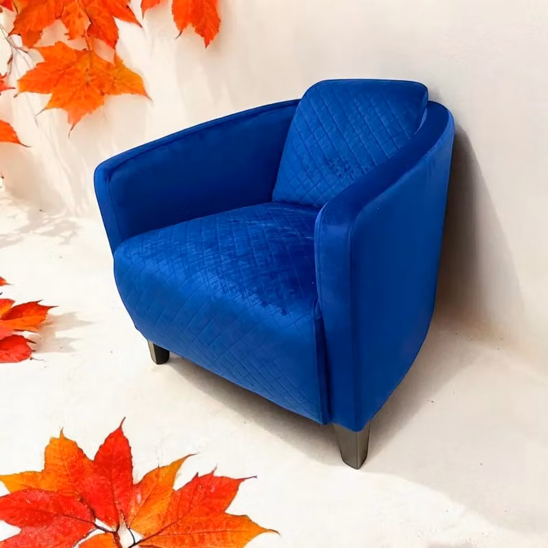 Minster Velvet Armchair in Blue, W: 75 cm, D: 86 cm, H: 74 cm – 2