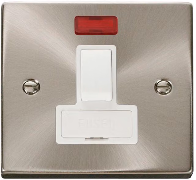 SE HOME White and Silver Surface Mounted 13A Switched Fused Connection Unit with Neon Indicator